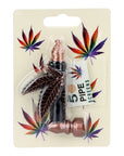 12CT DISPLAY - Metal Hemp Leaf Hand Pipe - 3.5"