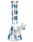Little Blue Creature Beaker Glass Water Pipe - 10" / 14mm F