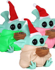 3CT BUNDLE - Cute Little Christmas Alien Silicone Water Pipe w Glass Bowl - 4.75"