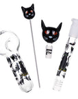Pulsar Superstitious Kitty GLOW Glass Herb Pipe Duo - 9.75" / 14mm F