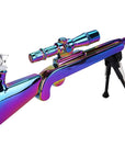 SeshGear Sniper Rifle Electroplated Glass Water Pipe w/ Stand - 19.75" / 14mm F / Clear, Smoke, Rainbow