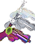 3CT BUNDLE - SeshGear Snub Nose Revolver Glass Water Pipe - 7.5" / 14mm F / Clear, smoke, electroplated