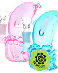 2CT BUNDLE - SeshGear Jumping Dolphin Glass Water Pipe - 5" / 14mm F / Pink, Blue