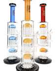6B Glass Triple Tree Stemless Glass Bong – 12½″ – Assorted Colors