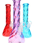 Twisted Glass Beaker Bong “Spiral Chill” – Ice Pinch – 10″ – Assorted Colors