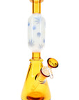 6B Glass Leaf Accent Glass Beaker Bong – 11″ – Assorted Colors