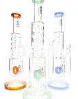 6B Glass 14.5 mm Female Donut Barrel Perc Bong – 14″ – Assorted Colors