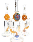 6B Glass Donut Perc Straight Bong – 14.5 mm Female – 10.5″ – Assorted Colors