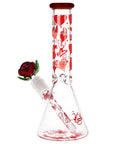 Pulsar Valentine's Hearts 'n' Roses Glass Herb Pipe Duo - 10" / 14mm F