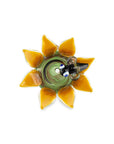 Custom Glass 14mm Sunflower Flower Bowl with Honeybee
