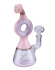 Custom Glass 6” Pink and Purple Donut Rig Water Pipe