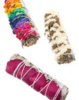 4″ White Sage Smudge Bundle – Assorted Floral Wraps