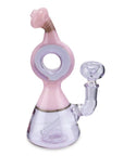 Custom Glass 6” Pink and Purple Donut Rig Water Pipe