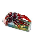 Custom Glass 5” Gold Fumed Red Octopus Hand Pipe