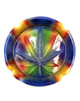 TIE DYE POLYSTONE LEAF ROUND ASHTRAY