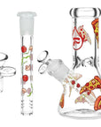 Pulsar Pizza Design Glass Beaker Water Pipe - 7.75" / 14mm F