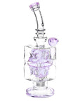 Pulsar Double Swiss Perc Blocks Glass Water Pipe - 12.5" / 14mm F / Blue