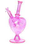 Pulsar Diamond Faceted Heart Glass Water Pipe - 11.75" / 14mm F / Pink