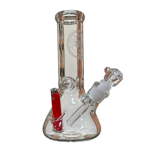 10" Flower Bong With Lighter Indent | Profile View | Golden Goat Quartz
