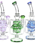 Pulsar Double Swiss Perc Blocks Glass Water Pipe - 12.5" / 14mm F / Blue