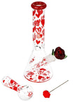 Pulsar Valentine's Hearts 'n' Roses Glass Herb Pipe Duo - 10" / 14mm F