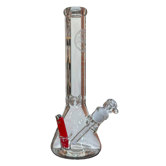 14" Flower Bong With Lighter Indent | Profile View | Golden Goat Quartz