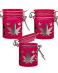 AIRTIGHT GLASS SILVER LEAVES STASH JAR WITH CLAMP LID