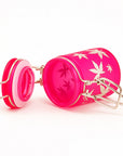 AIRTIGHT GLASS SILVER LEAVES STASH JAR WITH CLAMP LID