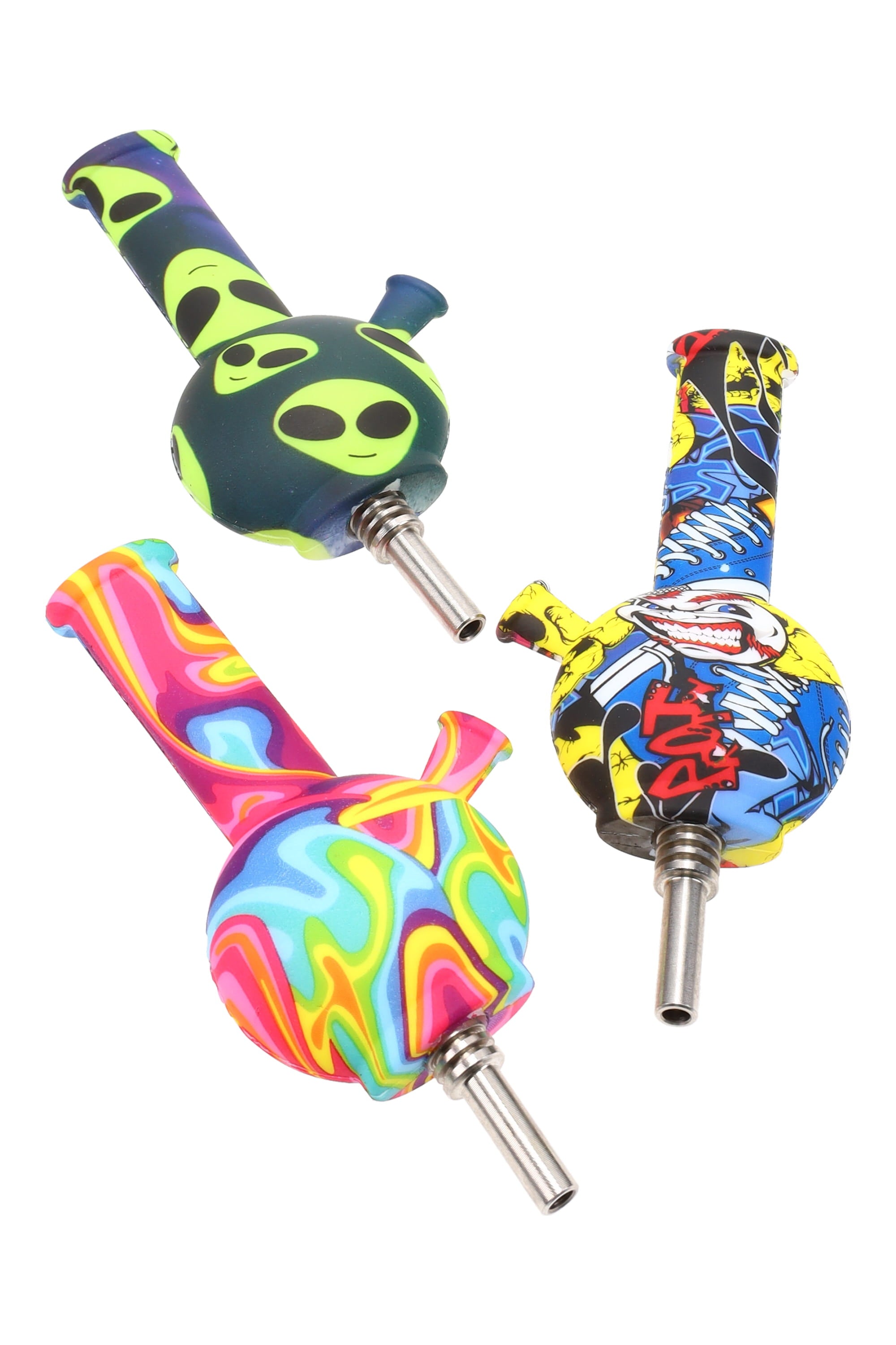 Silicone Water Pipe &amp; Dab Straw “Pocket Hybrid” – 4½″ – Assorted Colors