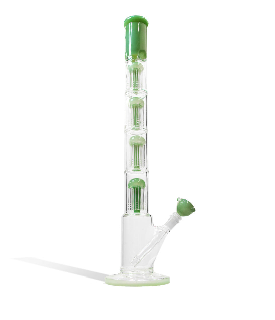 24 Inch Quad Perc Water Pipe with Color Matched Base and Mouthpiece