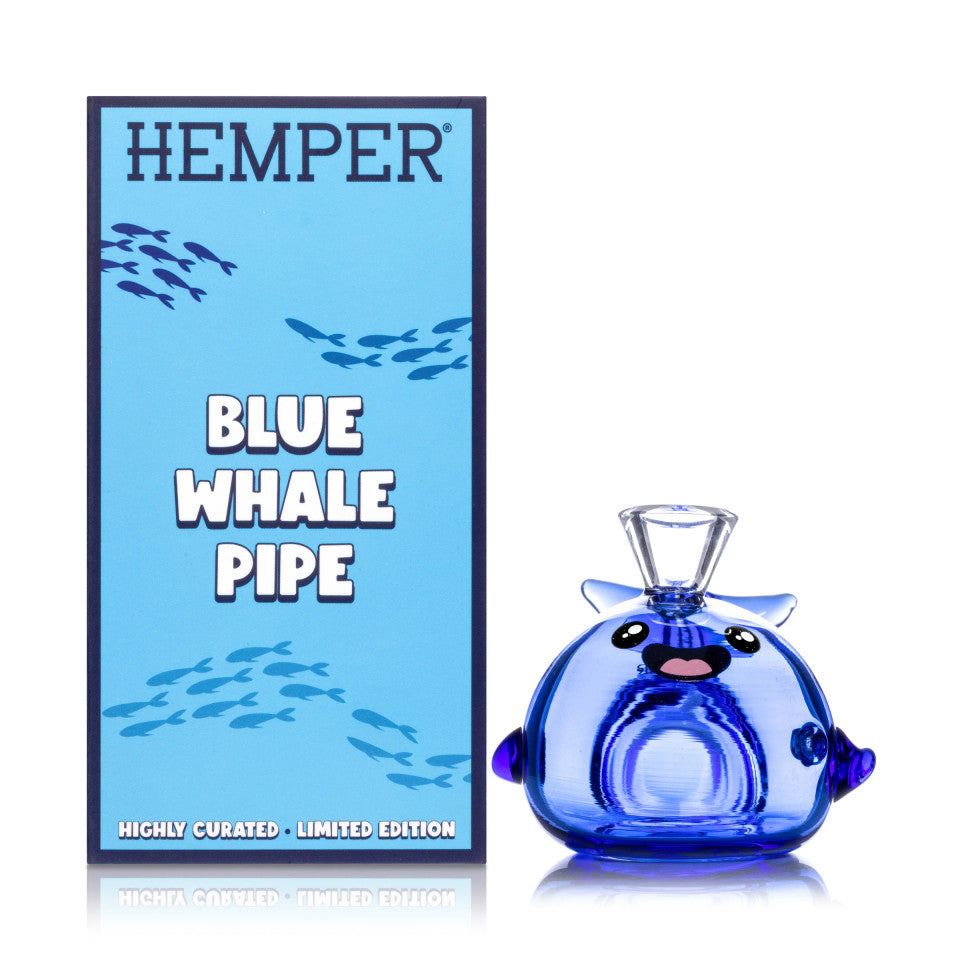 Hemper Blue Whale Glass Hand Pipe – 4″