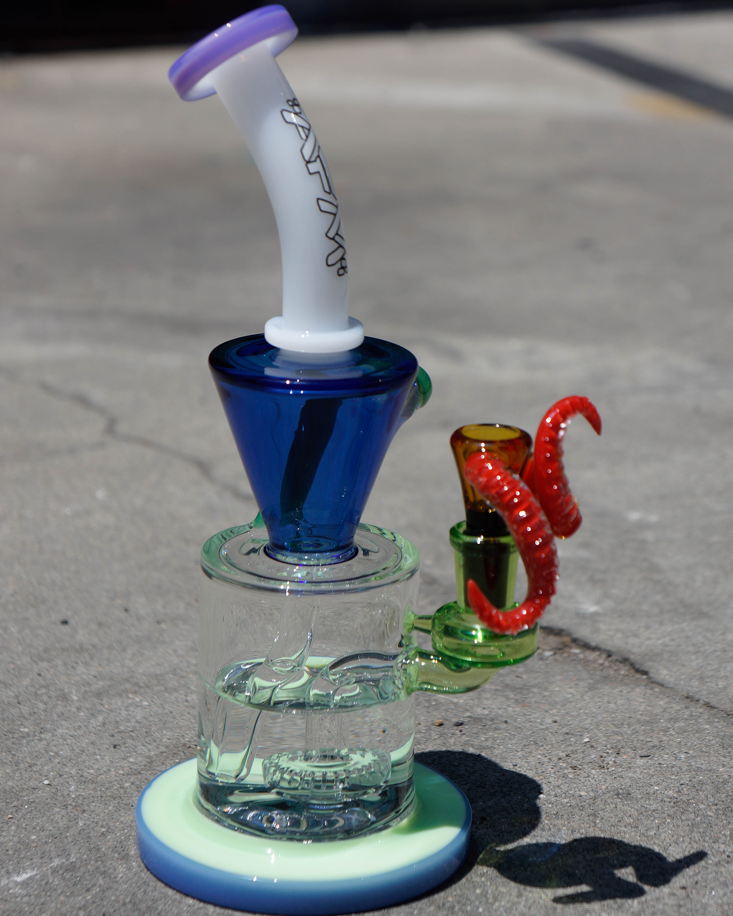 AFM 10″ Drain Incycler Rainbow Glass Dab Rig