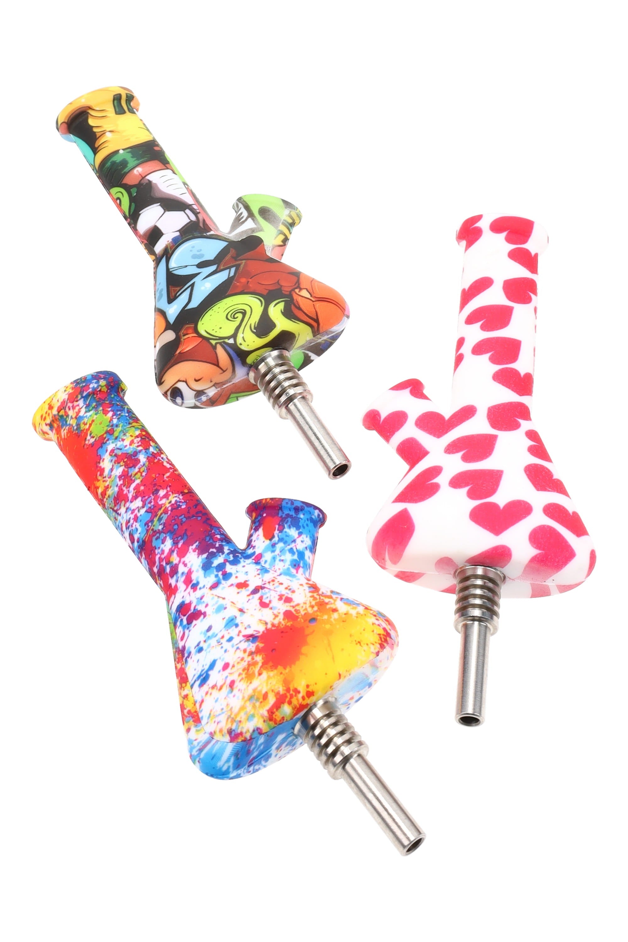 Silicone Water Pipe &amp; Dab Straw “Pocket Hybrid” – 4½″ – Assorted Colors