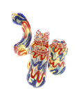 Glass Quadruple-Chamber Sherlock Bubbler “Squiggle Stack” – Color-Changing – 6½″