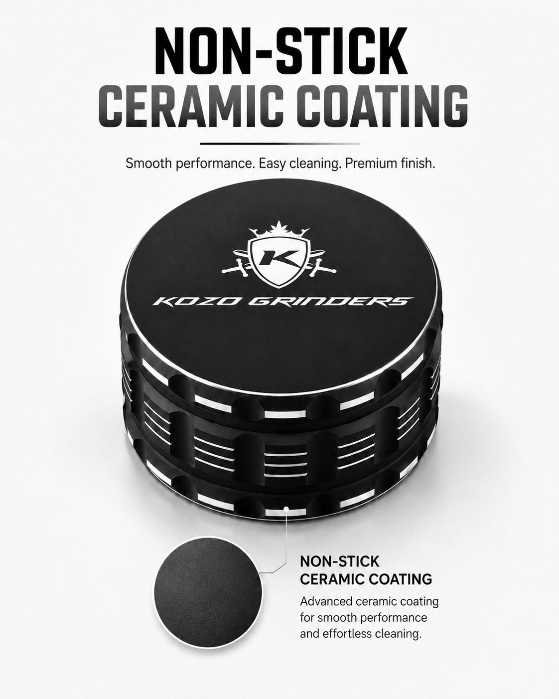 Kozo 4" Non-Stick, Ceramic Coating ,Aluminum Grinder