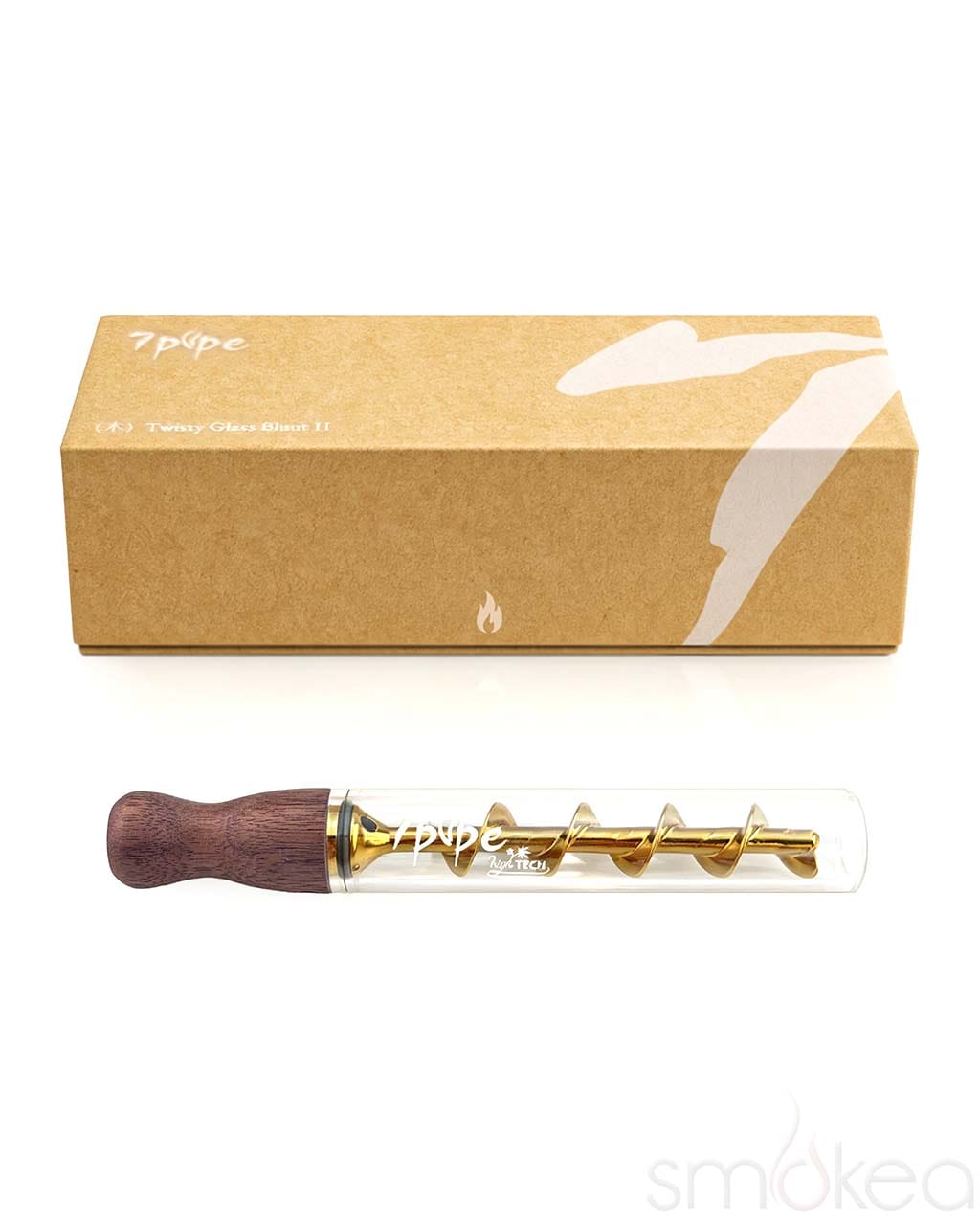7 Pipe Twisty Glass Blunt Wood