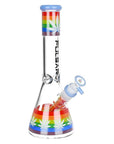 Pulsar Rainbow Pride Glow Glass Beaker Water Pipe - 10"