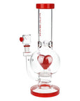 Pulsar Cupids Heart Bubble Base Glass Water Pipe - 12" / 14mm F