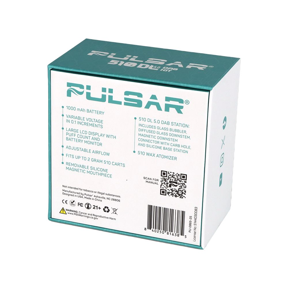 Pulsar DL 5.0 Bubbler Dab Kit with Wax Atomizer - 1000mAh / Black