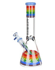 Pulsar Rainbow Pride Glow Glass Beaker Water Pipe - 10"