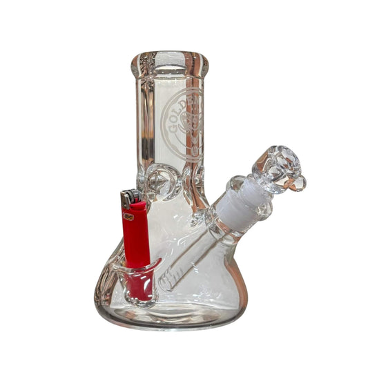 8" Flower Bong With Lighter Indent | Profile View | Golden Goat Quartz