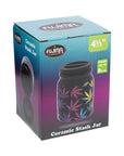 LARGE CERAMIC STASH JAR - WEED LEAFS