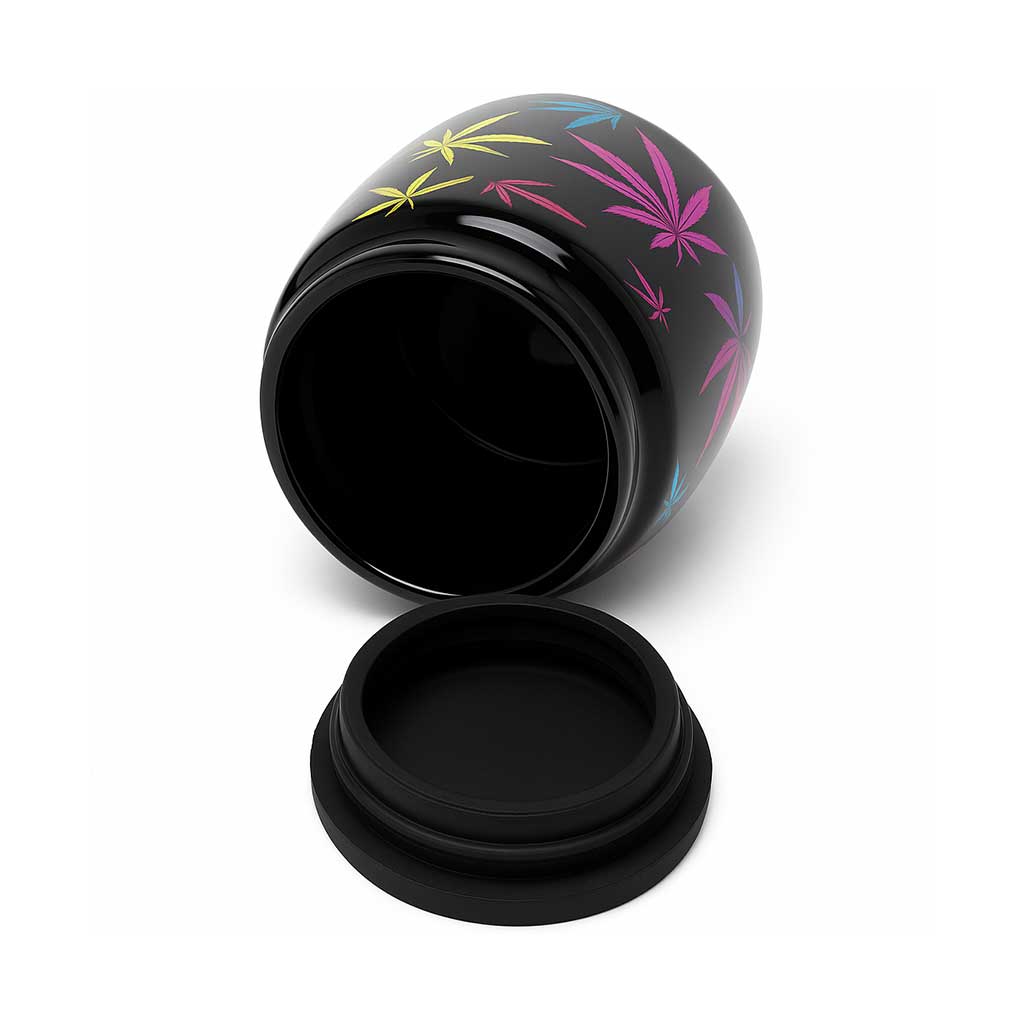 LARGE CERAMIC STASH JAR - WEED LEAFS