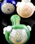 Silver Fumed Honeycomb Bowl Glass Spoon “Beehive Glow” – 5″ – Assorted Colors