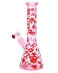 Pulsar Valentine's XOXO Glass Beaker Water Pipe & Hand Pipe Set - 10" / 14mm F