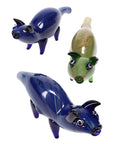 Silver Fumed Glass Pig Hand Pipe “Barnyard Buddy” – Assorted Colors