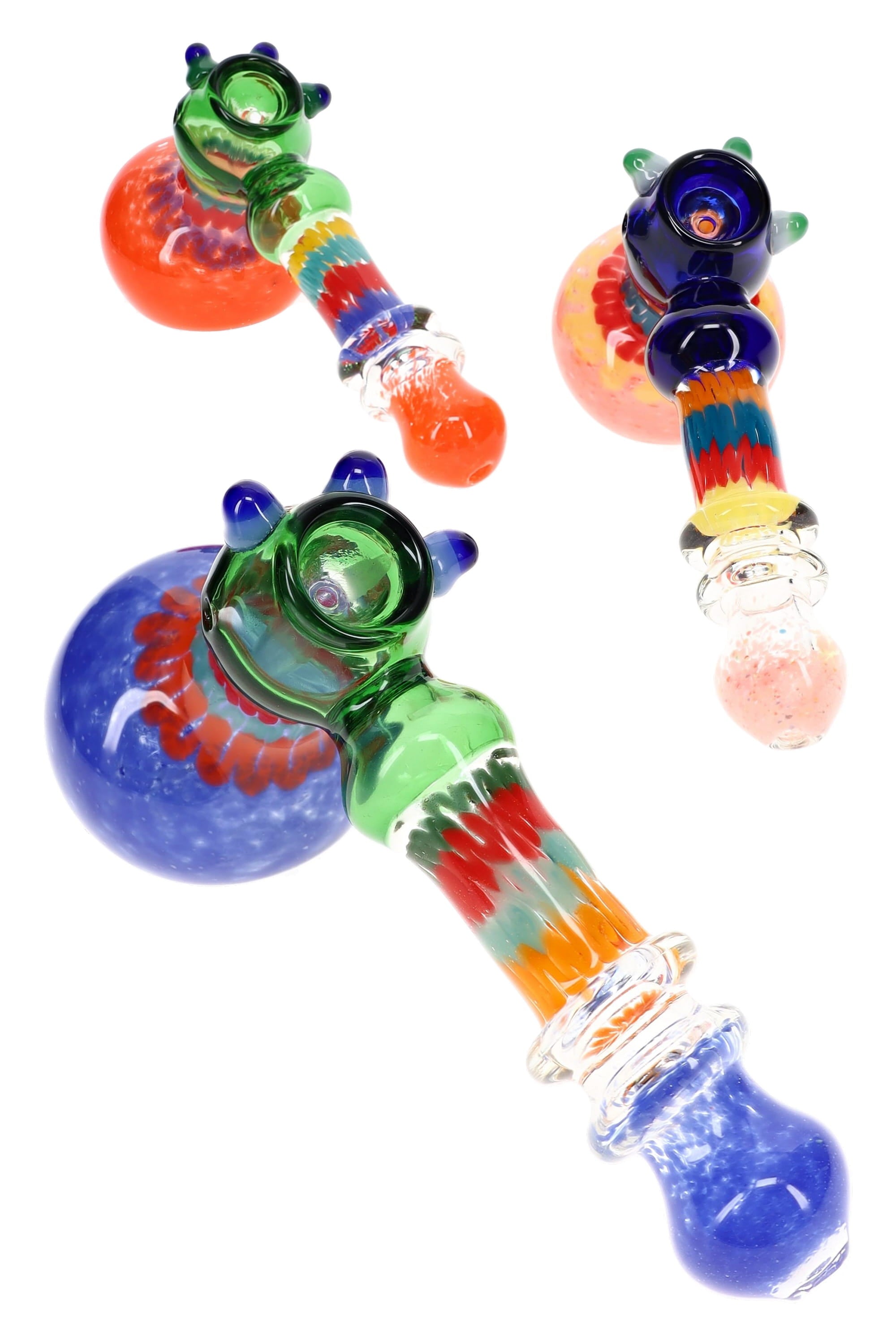 Frit Striped Ring Hammer Bubbler “Glass Parade” – 8½″ – Assorted Colors