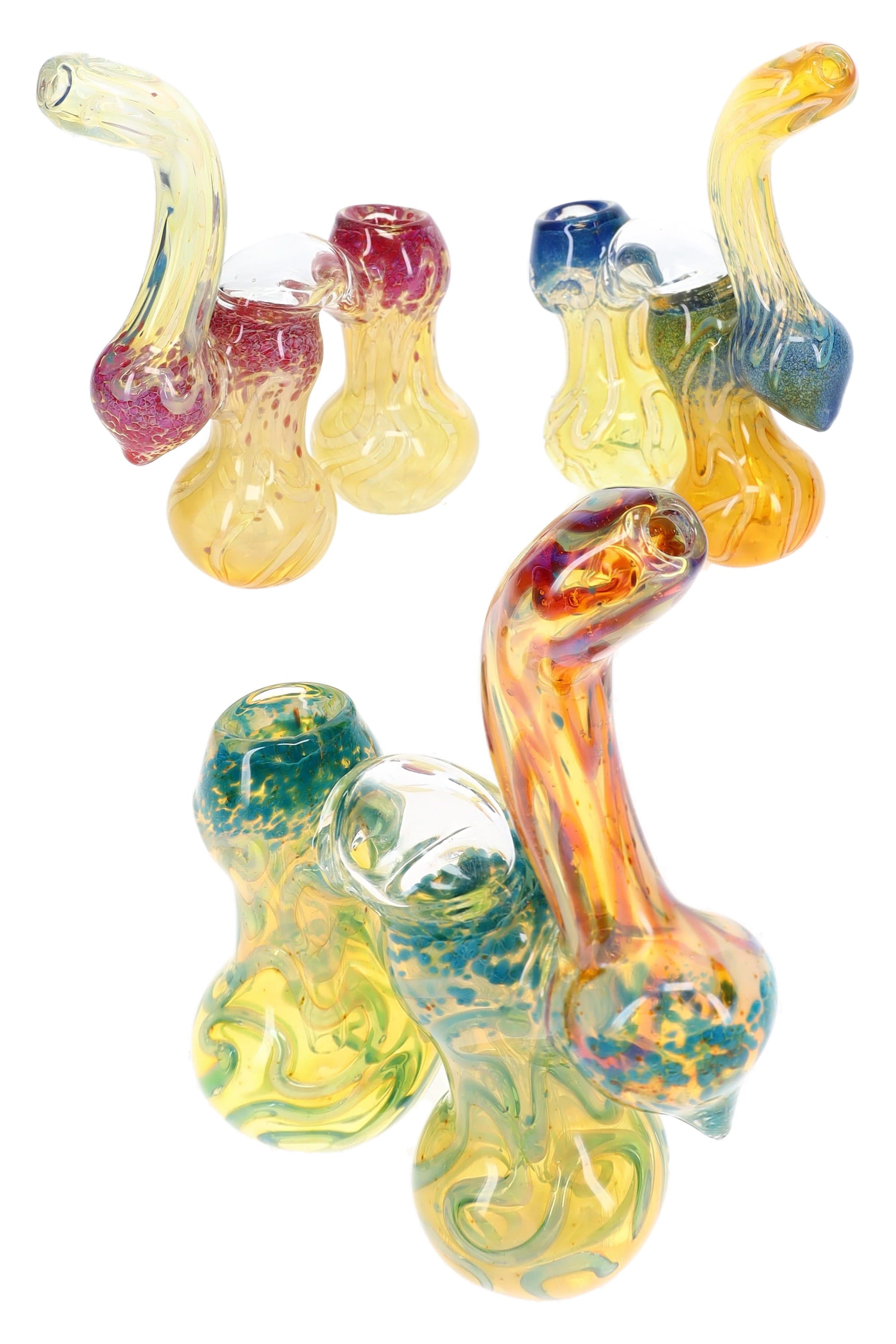 Fumed Frit Double-Chamber Sherlock Bubbler “Camel Curl” – 7″ – Assorted Colors