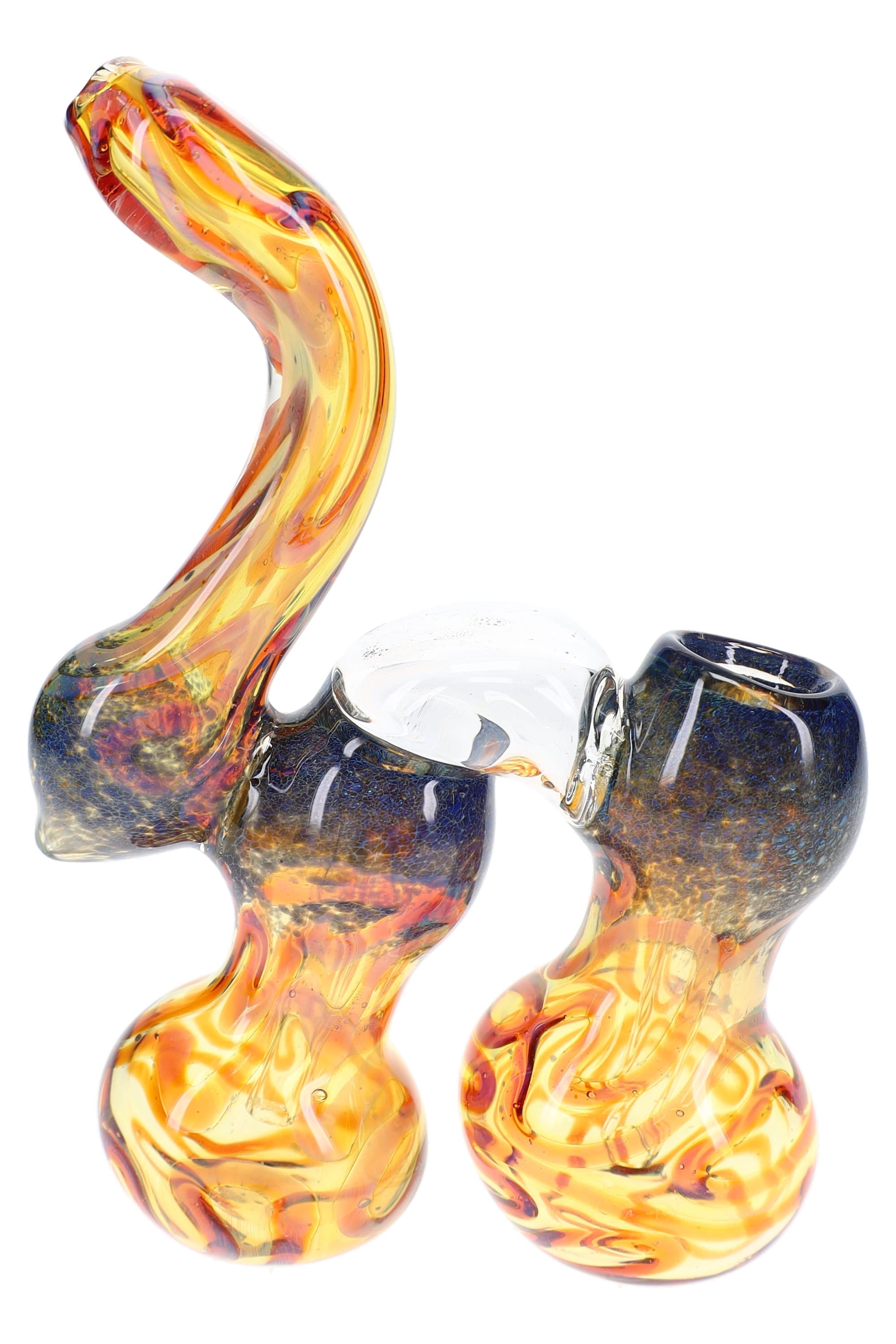Fumed Frit Double-Chamber Sherlock Bubbler “Camel Curl” – 7″ – Assorted Colors