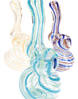 Clear Striped Glass Sherlock Bubbler “Stripe Scout” – 5″ – Assorted Colors